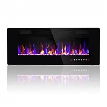 Lareira Elétrica Ludatido 107x46cm 1500W Chamas LED Touch Screen Embutir 110V