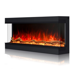 Lareira Elétrica de Embutir A63x111L cm com 3 Lados, 251 Chamas Realistas, Baixo Ruído e Controle Remoto por APP, 110V 3000W