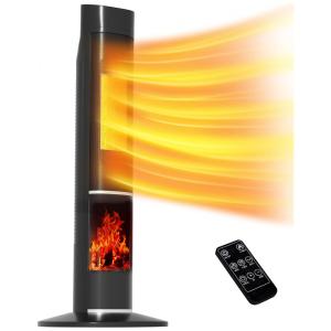 Aquecedor Elétrico para Salas Grandes com Efeito de Chama, 3 Modos, 110V 1500W, Uthfy, Preto