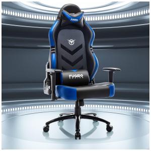 Cadeira Gamer Ergonômica Reclinável e Giratória com Apoio Lombar e Cabeça, FUQIDO, Preto