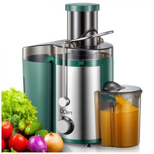 Extrator de Suco Centrífugo Qcen, 800W com Boca de Alimentação Larga para Frutas e Vegetais, Fácil de Limpar - Aço Inoxidável Verde 800W