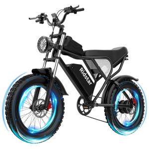 Bicicleta Elétrica para Adultos Ridstar, Motor de 1000-2000W, Velocidade de 40-60 km/h, Bateria de 48V-52V, 20-40AH, Alcance de até 80-120