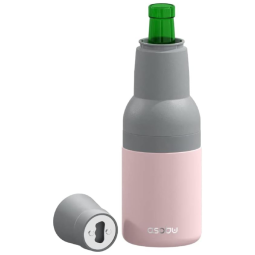 Cooler Portátil para Garrafas de cerveja com Isolamento Duplo, Aço Inox, ASOBU fc2go, Rosa