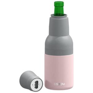 Cooler Portátil para Garrafas de cerveja com Isolamento Duplo, Aço Inox, ASOBU fc2go, Rosa