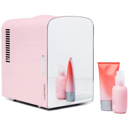 Mini Geladeira para Skincare 4 Litros com Espelho, 12V, 110V, CHEFMAN, Rosa