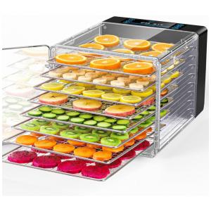 Desidratador de Alimentos com 8 Bandejas em Aço Inoxidável, Visor LED e Temporizador de 48H, 110V 600W, KEENSTAR, Preto
