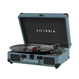Toca Discos Vintage com 3 Velocidades, Bluetooth, Alto Falantes Embutidos, Victrola VSC550BTSMB, Azul