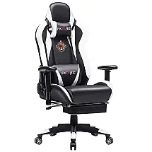 Cadeira Gamers Ficmax, Ergonômica, Reclinável, Com Massagem, 360 Graus, Preto, Branco