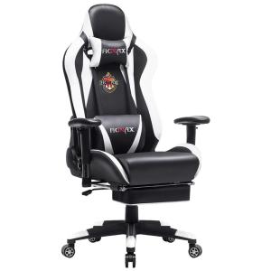 Cadeira Gamers Ficmax, Ergonômica, Reclinável, Com Massagem, 360 Graus, Preto, Branco