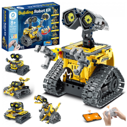 Kit robô 5 em 1 Sillbird com 435 peças, olhos LED, som, controle remoto e app, robótica STEM para crianças 8 a 14 anos ​