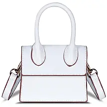 NIUEIMEE Mini Bolsa Femina de Ombro, Couro Sintético, Branca