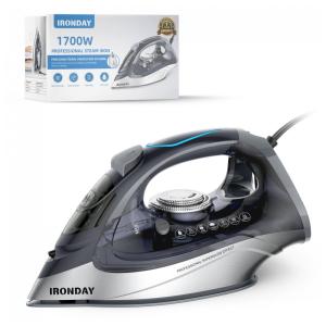 Ferro de Passar a Vapor IRONDAY 1700W - Aquecimento Rápido, Autodesligamento, Antigotejamento, Autolimpeza, Reservatório de 300ml