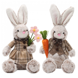 Kit 2 Coelhos de Pelúcia ​Feito à Mão de 32 cm, Coleção Páscoa, Juegoal