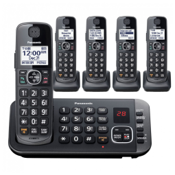 Sistema de Telefone sem Fio com Secretária Eletrônica e Redução de Ruído Aprimorada, 5 Aparelhos, Panasonic DECT 6.0