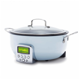 Panela Elétrica Multifuncional 6L de Cerâmica Antiaderente e Tela LED, 110V 1800W, GreenPan, Azul Claro