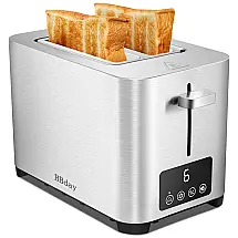 Torradeira de 2 Fatias com Tela LCD e 6 Níveis, 850W, 110v, BBDAY, Prateado