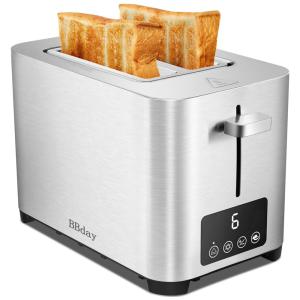 Torradeira de 2 Fatias com Tela LCD e 6 Níveis, 850W, 110v, BBDAY, Prateado