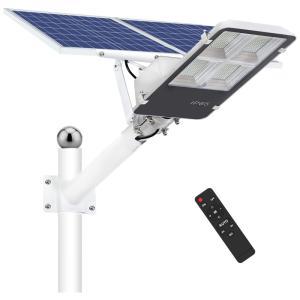 Luminária Solar Externa 300W 6500K Super Brilhante com Controle Remoto, WERISE, Preto