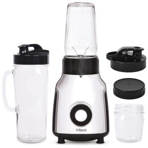 Liquidificador Pessoal Portátil Ideal para Vitaminas, Inclui Copos para Viagem, 110V 250W, TRIBEST PBG 5050 A, Prata