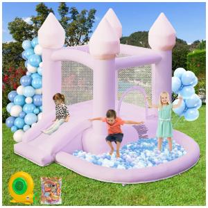 Casa de Pulos Roxa FOOING, Casa de Pulos Inflável com Motor de Ar, Castelo de Pulos com Piscina de Bolinhas para Festas, Casamentos