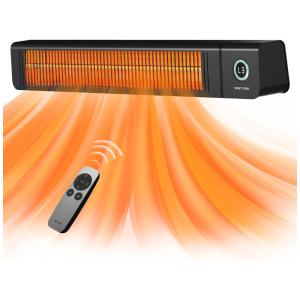 Aquecedor de Parede Elétrico Interno e Externo com Controle Remoto, Display Digital, Controle Remoto e à Prova D'água IP65, 220V 3000W