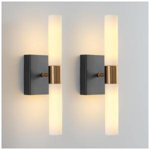 Conjunto de Luminárias de Parede em Estilo Moderno, 2 Peças, 110V 10W, KUZZULL, Preto Fosco