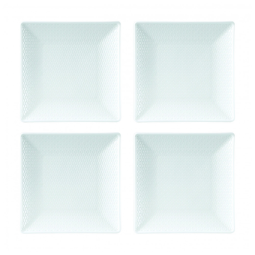 Conjunto de Pratos Pequenos, Estilo Contemporâneo com 4 Peças, Material de Porcelana e Formato Quadrado, Wedgwood 40023852, Branco