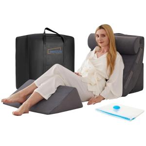 Conjunto de 4 Travesseiros Ortopédicos de Cunha para Dor nas Costas, Refluxo Ácido e Apoio ao Corpo, BIEEZZK