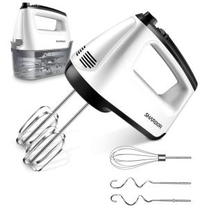 Batedeira de Mão 6 Velocidades, com 5 Acessórios, Aço Inoxidável, 350W, 110v, SHARDOR, Branco