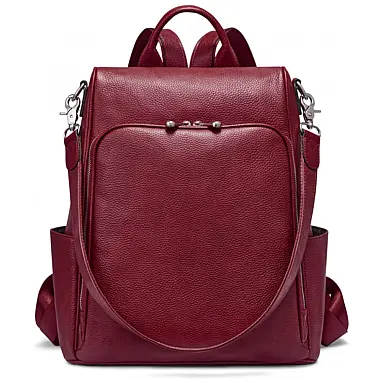 Mochila Feminina de Couro Vermelha