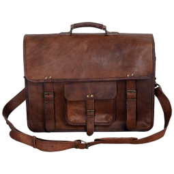 KPL Bolsa, Pasta de Couro para Laptop Masculina, KOMALS PASSION LEATHER, Marrom