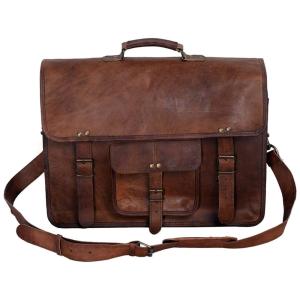 KPL Bolsa, Pasta de Couro para Laptop Masculina, KOMALS PASSION LEATHER, Marrom