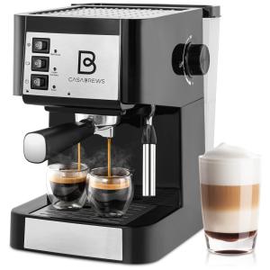 Máquina de Café Expresso 20 Bar com Vaporizador de Leite e Tanque de Água Removível de 1,4L, 110V 950W, CASABREWS CM1699, Preta e Prata