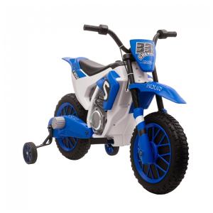 Moto Elétrica Infantil a Bateria 12V com Sons e Luzes, Idade Rec 3 a 5 Anos, Aosom, Azul