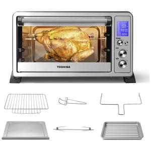 Forno Elétrico de Bancada 9 Definições, Aço Inoxidável, Multifuncional, com Visor de LED, 1500W, 110v, TOSHIBA AC25CEW SS, Prateado