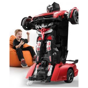 Veículo Robô Controlado por Controle Remoto, Escala 1:14, 2 em 1 com Luz e Som, Sensor de Movimento, Transformação Automática -Veeniix