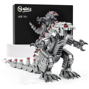Kit de Construção Dinossauro Gvdzilla Mecânico com 1072 Peças, Nifeliz, Cinza