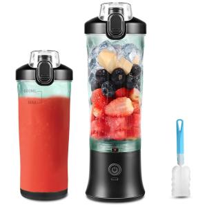 Liquidificador Portátil 590mL com USB Recarregável e 6 Lâminas Ultra Afiadas, 240W, Supkitdin, Preto