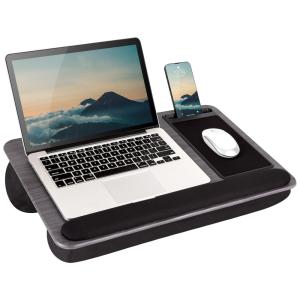 Home Office Pro Lap Desk com descanso de pulso, mouse pad e suporte de telefone, escuro, LAPGEAR 91595, Cinza escuro