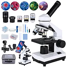 Microscópio Monocular Duplo 40X 2000X com Iluminação LED Adequado para Crianças e Adultos, Poothoh