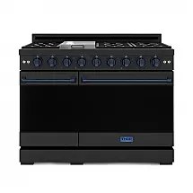 Fogão a Gás Thor Kitchen RSG48EB-BLU 48 Polegadas Duplo Forno Grelha Integrada Preto e Azul Marinho 120V