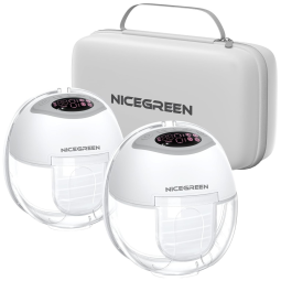 Bomba Tira Leite Elétrica Portátil com 4 Modos, 12 Níveis de Sucção e Bolsa de Transporte, 2 Unidades, NICEGREEN LIFE S32, 110V