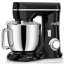 Batedeira 4,7L com 10 Velocidades, Tigela de Aço Inoxidável e Acessórios, 110V 380W, Mini Angel, Preta