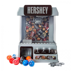 Máquina de Garra Marrom Hershey’s (Well Played) – Arcade Infantil com 12 Bolas‑Prêmio, 20 Fichas, Cabo USB e 4 Pilhas AA