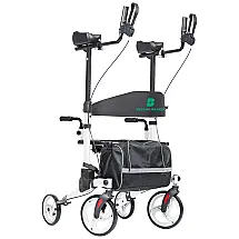 Andador Adulto Idoso com Apoio de Braço, Assento Acolchoado e Cesto, Suporta até 136 kg, BEYOUR WALKER HFK 9223 2, Preto