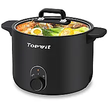 Panela Elétrica Multifuncional 1,5 Litros com Controle de Potência Dupla e Proteção Contra Superaquecimento, 110V 600W, Topwit, Preta