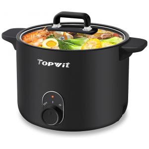 Panela Elétrica Multifuncional 1,5 Litros com Controle de Potência Dupla e Proteção Contra Superaquecimento, 110V 600W, Topwit, Preta