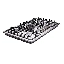 Cooktop a gás 5 bocas Deli-Kit inox escovado embutir dupla alimentação queimadores selados 110V