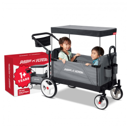 Carrinho de Passeio Vagão Multifuncional com Bolsos Internos e Armazenamento, Radio Flyer, Cinza