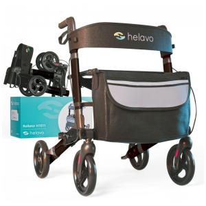 Andador Adulto Idoso Helavo com Assento e Bolsa, Suporta até 136 Quilos, Preta